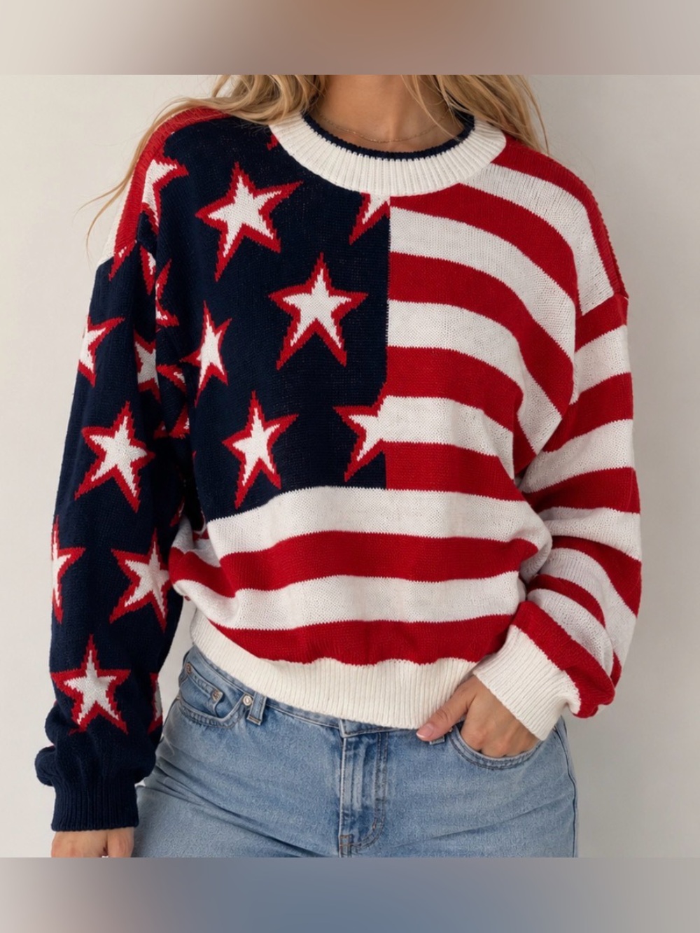 Vintage Arielle 90s Americana Patriotic Flag Sweater